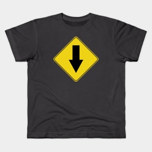 Caution Road Sign Down Arrow Kids T-Shirt